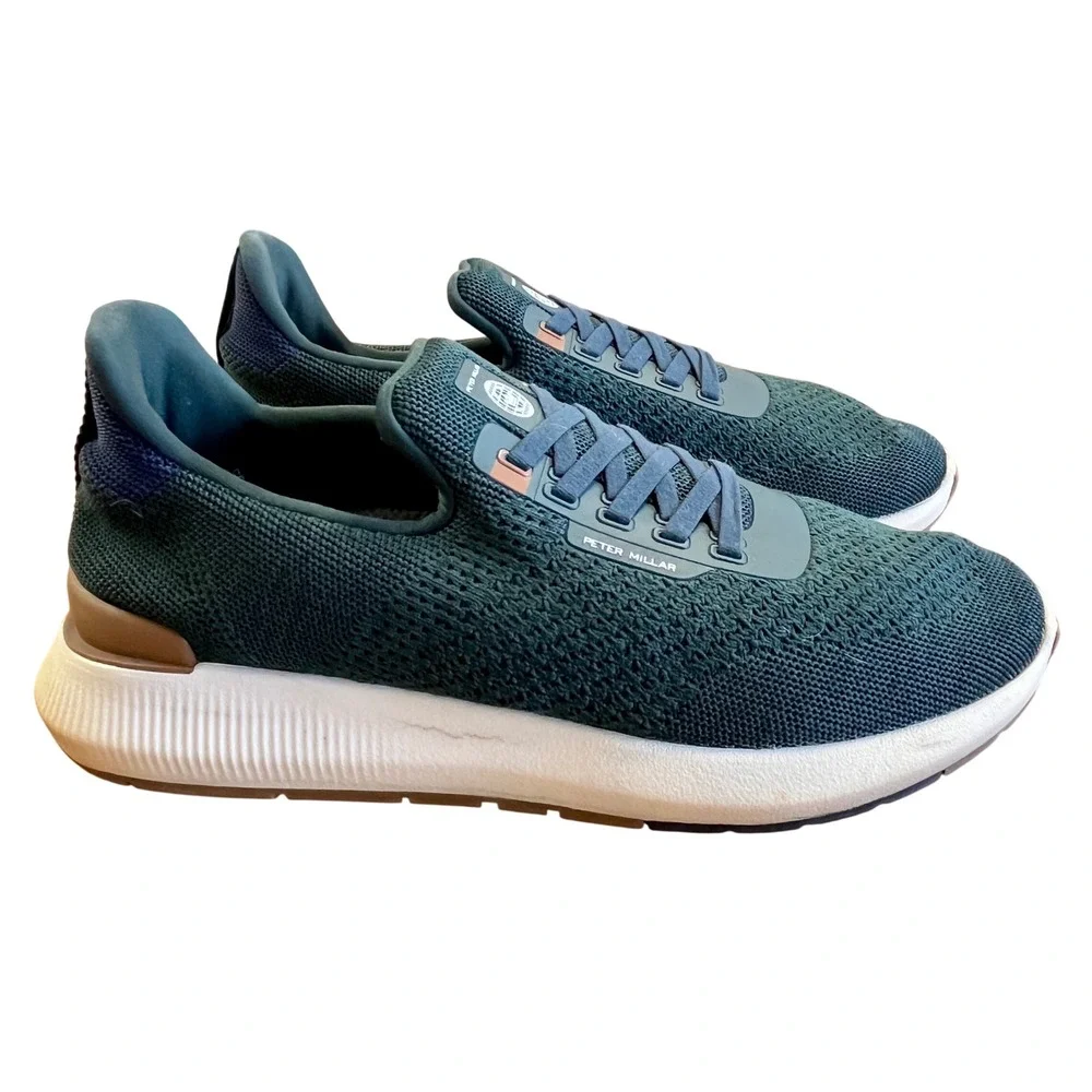 PETER MILLAR Green Apollo Knit Sneaker Mens 9.5 Slip On Performance Athleisure‎